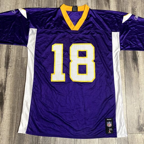 #18 SIDNEY RICE MINNESOTA VIKINGS REEBOK PURPLE JERSEY SIZE XL - Picture 2 of 2